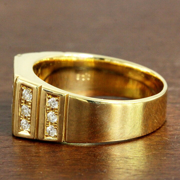 楽天市場】男女兼用！計0.5ct ダイヤモンド K18 yg シグネットリング 