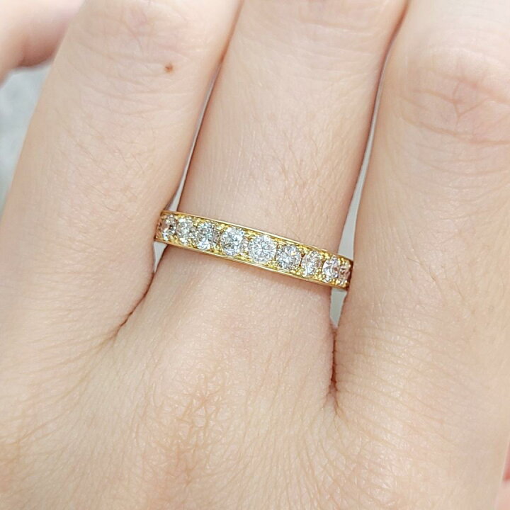 楽天市場】ギラギラ！1ct ダイヤモンド K18 YG エタニティ リング 鑑別  