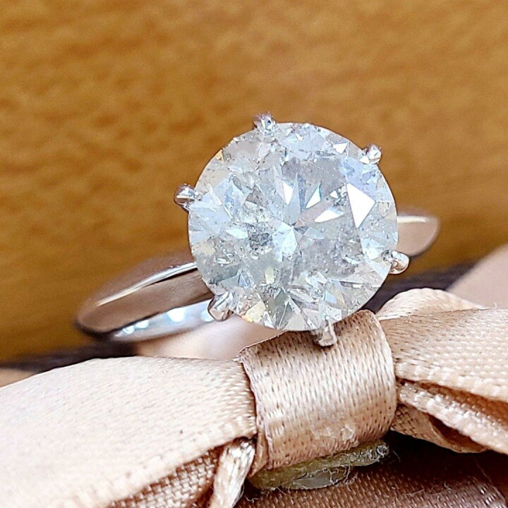 楽天市場】大粒！4ct ダイヤモンド Very good K18 WG 6本爪 リング 