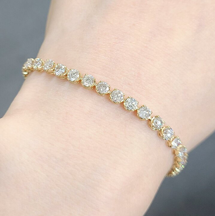 楽天市場】大人気！厳選 5ct ダイヤモンド K18 YG テニスブレスレット 