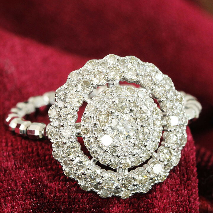楽天市場】まるで10ct！光の海！1ct ダイヤモンド K18 WG リング 鑑別 