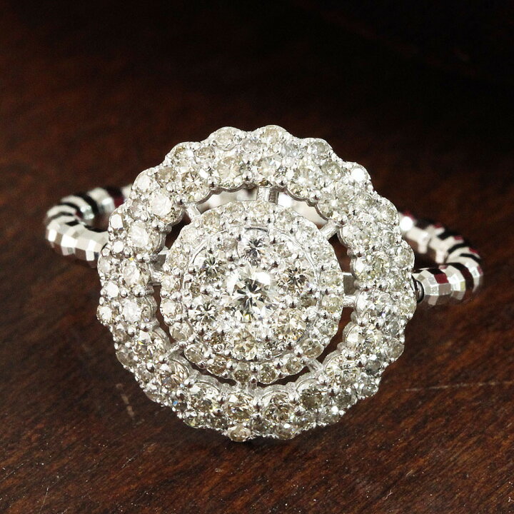 楽天市場】まるで10ct！光の海！1ct ダイヤモンド K18 WG リング 鑑別 