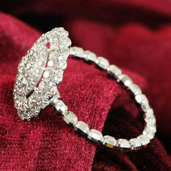 楽天市場】まるで10ct！光の海！1ct ダイヤモンド K18 WG リング 鑑別 