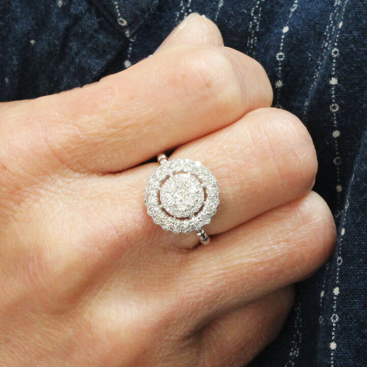 楽天市場】まるで10ct！光の海！1ct ダイヤモンド K18 WG リング 鑑別 