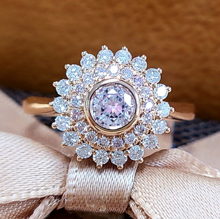 楽天市場】希少！激安！中宝！ 0.2ct 天然ピンクダイヤモンド K18 PG 