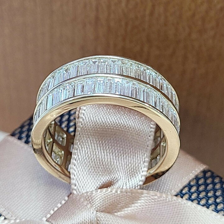 楽天市場】超ボリューム！5.89ct バゲットダイヤ 2連 K18 フル 