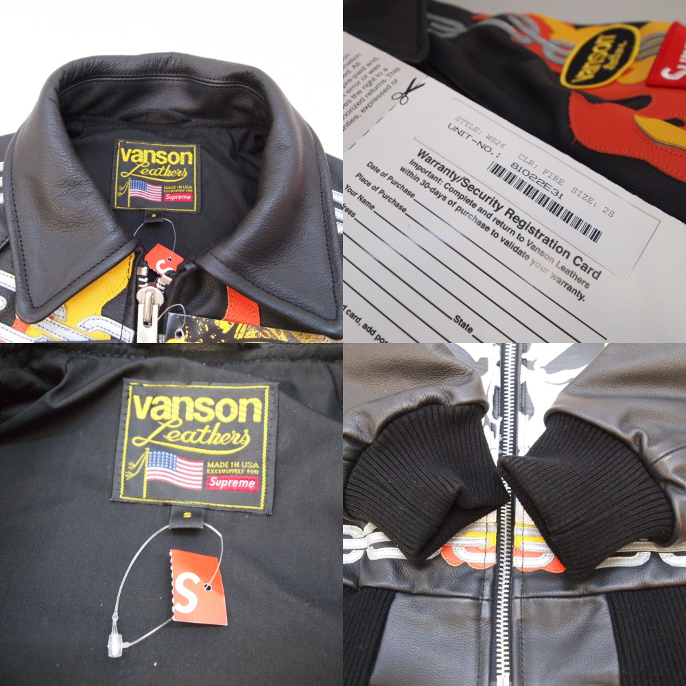 Supreme×Vanson Leather (シュプリーム×バンソン) Leather Ghost Rider Jacket サイズ：S  カラー：ブラック【中古】【126 ストリート】【鈴鹿 併売品】【126-190319-01OS】 | フーリエ　楽天市場店