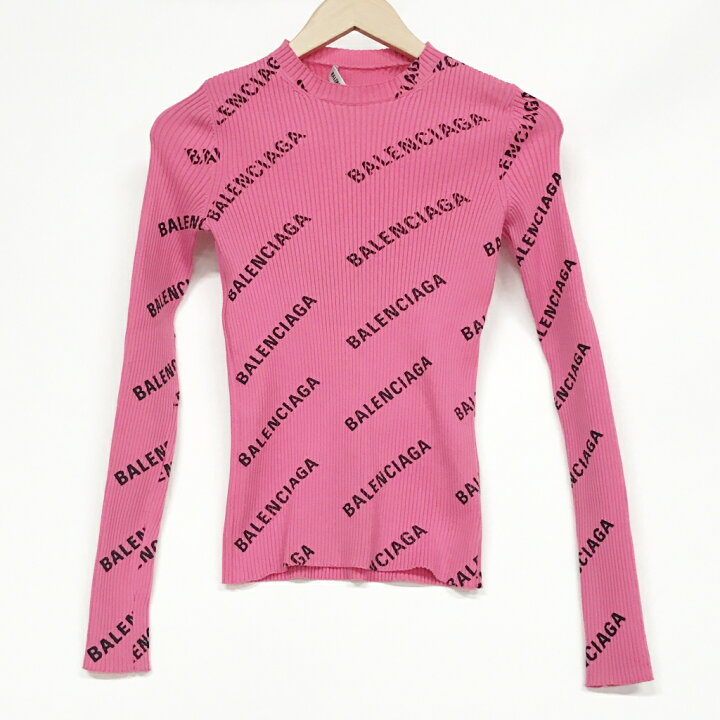 楽天市場】BALENCIAGA （バレンシアガ）ロゴ プリント リブニット 