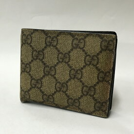 GUCCI（グッチ ）GGスプリーム　2つ折財布　 118378サイズ：カラー：カーキベージュ/ダークブラウン【中古】【148 SPブランド】【鈴鹿 併売】【148-230718-01NS】