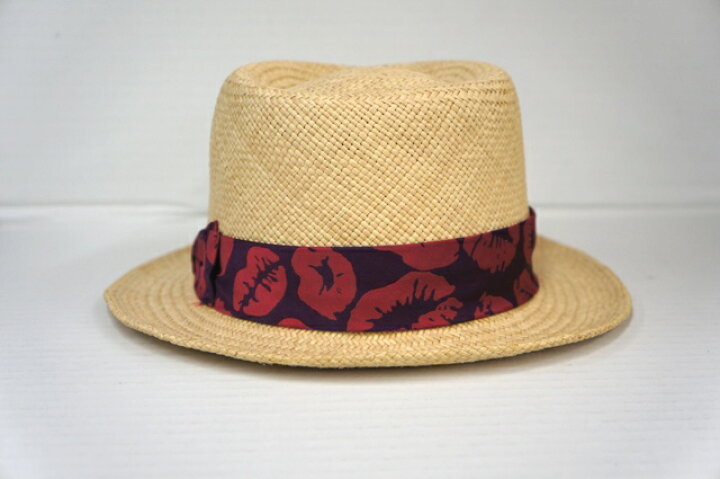 楽天市場 Wacko Maria Panamahat 東京hatrockers ワコマリア パナマハット 東京ハットロッカーズ ベージュ ボルドー キスマーク柄 中古 ルード 日永 併売品 th フーリエ 楽天市場店