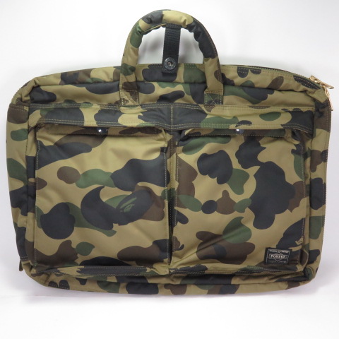 A BATHING APE x PORTER ア ベイシング エイプ ポーター コラボ 1st CAMO 3WAY BRIEFCASE 1stカモ  ブリーフケース 6873- 82-209 吉田カバン 日本製 【中古】【137 カバン】【四日市 併売品】【137-210418-07OH】 | 