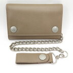 WTAPS 2020SS CREAM / WALLET. SYNTHETIC LEATHER 201MYDT-AC07 ダブルタップス クリーム 三つ折り財布 レザーウォレット チェーン ベージュ 【中古】【138 財布】【四日市 併売品】【138-240418-08OH】