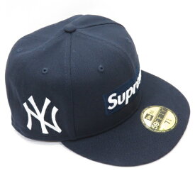 Supreme MLB Teams Box Logo New Era 59Fifty Fitted Cap シュプリーム ニューエラ New York Yankees ニューヨーク ヤンキース 7 5/8 (60.6cm ) ボックス ロゴ キャップ ネイビー 【中古】【136 その他帽子】【四日市 併売品】【136-250312-04OH】