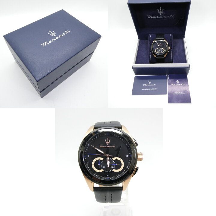 楽天市場】MASERATI TRAGUARDO BLACK STRAP ROSE GOLD マセラティ 