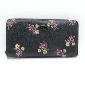 COACH コーチ レディース 長財布 28444 ブラック　花柄　ラウンドジップ　ボタニカル　黒　 【中古】【148 SPブランド】【四日市 併売品】【148-260613-02OH】