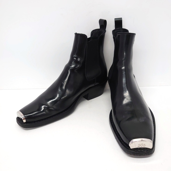 CALVIN KLEIN　Chris Metal Toe-Cap Leather Boots カルバンクライン　クリス メタル トゥキャップ  レザーブーツ 205W39NYC　ブラック　サイズ：40（25〜26cm）【中古】【140 その他靴】【四日市  併売品】【140-200222-05USH】 