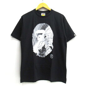 BAPE × DRAGON BALL Z TEE #12 べイプ×ドラゴンボールZ / ビックエイプヘッド / スーパーサイヤ人 / 孫悟空 ブラック　サイズ：L【中古】【122 インポート】【四日市 併売品】【122-220807-13USH】