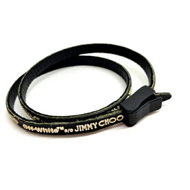 OFF-WHITE C/O JIMMY CHOO　CONSTANCE RUBBER BRACELET オフホワイト×ジミーチュウ　コンスタンスロゴ ラバーブレスレット ブラック【中古】【148 SPブランド】【四日市 併売品】【148-220829-03USH】