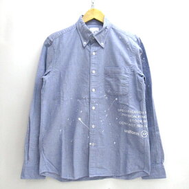 uniform experiment　DRIPPING B.D SHIRT ユニフォームエクスペリメント　ドリッピン ボタンダウン シャツ UE-190025　ブルー　サイズ：1（S相当）【中古】【125 DM】【四日市 併売品】【125-220903-02USH】