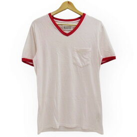 Maison Martin Margiela 10（メゾン マルタンマルジェラ） Vネック リンガー Tシャツ ピンク/レッド　サイズ：46（S相当）【中古】【122 インポート】【四日市 併売品】【122-230624-01USH】