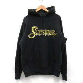 SUPREME 19AW Sequin Viper Hooded Sweatshirt シュプリーム　シークイン バイパー フーデッド スウェットシャツ ブラック　サイズ：M【中古】【126 ストリート】【四日市 併売品】【126-231115-01USH】