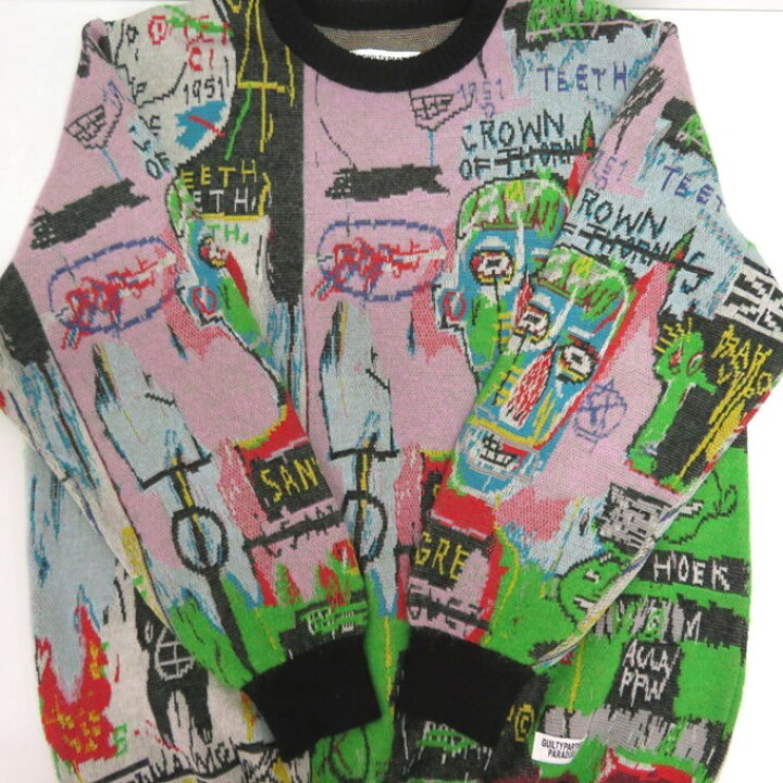 楽天市場】WACKO MARIA × JEAN-MICHEL BASQUIAT CREW NECK SWEATER 