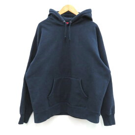 Supreme　Satin Applique Hooded Sweatshirt シュプリーム　サテン アップリケ スウェットパーカー ネイビー　サイズ：L【中古】【126 ストリート】【四日市 併売品】【126-240216-05VH】