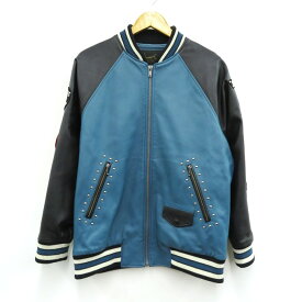 HYSTERIC GLAMOUR（ヒステリックグラマー） ラムレザー オーバーサイズ スタジャン 01203LB01　ブラック/ブルー　サイズ：フリー【中古】【125 DM】【四日市 併売品】【125-240224-06VH】