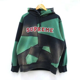 Supreme　PATCHWORK HOODED SWEATSHIRT シュプリーム　ヴィンテージ加工 パッチワーク フーディ スウェットパーカー グリーン/ネイビー　サイズ：M【中古】【126 ストリート】【四日市 併売品】【126-240310-05VH】