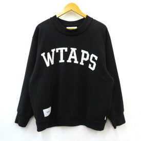 WTAPS　COLLEGE LOGO MOCK NECK / COPO ダブルタップス　カレッジ ロゴ モックネック スウェット 202ATDT-CSM11　ブラック　サイズ：01【中古】【127 ルード】【四日市 併売品】【127-240422-05VH】