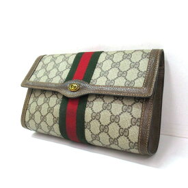 OLD GUCCI Accessory Collection（オールドグッチ アクセサリーコレクション) シェリーライン GG柄 セカンドバッグ / 80年代 07-014-3087　ブラウン/グレー【中古】【148 SPブランド】【四日市 併売品】【148-240501-04USH】