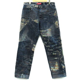SUPREME 23SS Archive Denim Jacquard Regular Jean シュプリーム　アーカイブデニムレギュラージーンズ ブルー　サイズ：34【中古】【126 ストリート】【四日市 併売品】【126-240822-03SH】