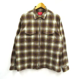 Supreme　Shadow Plaid Flannel Zip Up Shirt シュプリーム　シャドウ プラッド フランネル ジップアップ シャツ ブラウン　サイズ：L【中古】【126 ストリート】【四日市 併売品】【126-241219-04VH】
