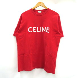 CELINE　Loose S/S T-Shirt セリーヌ　ロゴプリント クルーネック ルーズ 半袖 Tシャツ 2X681501F　レッド　サイズ：M【中古】【122 インポート】【四日市 併売品】【122-250202-05VH】
