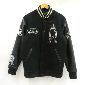 STUSSY × KOSTAS SEREMETIS　Varsity Jacket ステューシー × コスタスセレメティス　バーシティジャケット / スタジャン ブラック　サイズ：L【中古】【126 ストリート】【四日市 併売品】【126-250315-04VH】