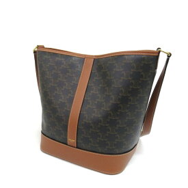 CELINE（セリーヌ） ミディアムバケット トリオンフキャンバス＆カーフスキン 191132　タン/ブラック【中古】【148 SPブランド】【四日市 併売品】【148-260108-01SH】