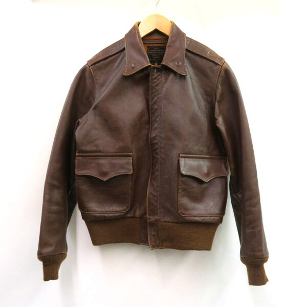 THE REAL McCOY'S　TYPE A-2 J.A.DUBOW MFG.CO. FLIGHT JACKET   ザリアルマッコイズ　タイプA-2 TALONジップ レザー フライトジャケット  W535 A.C. 27798　ブラウン　サイズ：36 【中古】【128 アメカジ】 【四日市 併売品】【128-260413-01VH】