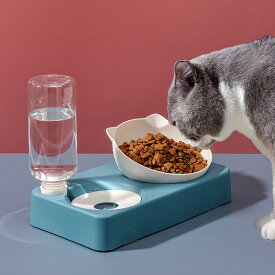 【送料無料】猫 水飲み器 自動給水器 犬 猫用 傾斜 食器 エサ皿 水皿 食べやすい フードボウル 食器台 おやつ キャットフードボウルセット 食事 水