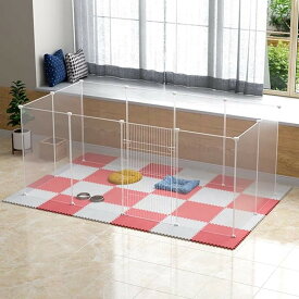 ペットフェンス ペットサークル 45x35cm 12枚 ドア付き 室内 屋外 置くだけ 柵 自立 ケージ 小型犬 ジョイント式 パネル 仕切り 脱走防止 パーテーション ペットゲージ