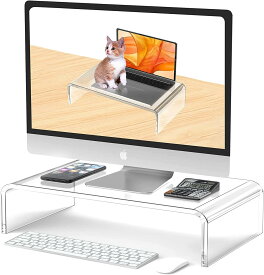 モニター台 モニタースタンド アクリル ディスプレイ台 パソコンスタンド PCスタンド プリンタ台 机上台 キーボード収納 省スペース 姿勢改善 安定性 耐荷重25KG