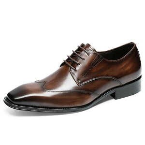 【サイズ交換無料】メンズ革靴 ビジネスシューズ ウイングチップ ストレートチップ 外羽根式 フォーマル カジュアル イタリア製天然牛革 本革 木製底 男性紳士靴 おしゃれ 皮靴 結婚式 新