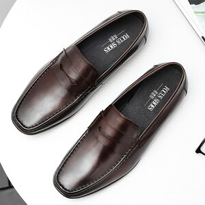 【交換無料】メンズ革靴 ビジネスシューズ ローファー Uチップ フォーマル カジュアル 就活面接 冠婚葬祭 ギフト 天然牛革 本革 ゴム底 木製底 通気性 男性 紳士靴ドレス ブラック ブラウン