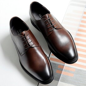 【交換無料】メンズ革靴 ビジネスシューズ プレーントゥ 革靴 レースアップ 通勤 営業 サラリーマン 日常 外羽根式 フォーマル カジュアル 就活面接 冠婚葬祭 ギフト 天然牛革 本革 ゴム底 通気性 男性 紳士靴ドレス ブラック ブラウン レザー 3E かわくつ 結婚式 幅広 甲高