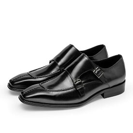 【交換無料】ビジネスシューズ メンズ革靴 モンクストラップ Uチップ フォーマル カジュアル ギフト イタリア製天然牛革 本革 ゴム底 木製底 通気性 幅広 甲高 男性 ブラック ブラウン レザー 3E かわ くつ 結婚式 スーツ 靴 就活 おしゃれ 通勤 滑り止め 履きやすい