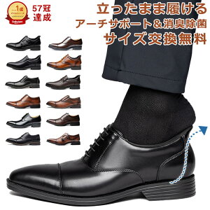 【楽天ランキング57冠】【最短翌日お届け】【交換無料】【立ったままスッと履ける】メンズビジネスシューズ 革靴 ストレート