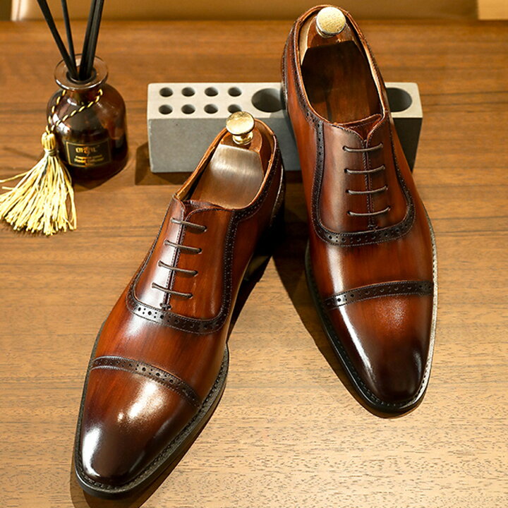 2022超人気 ウイングチップビジネスシューズ本革メンズ革靴通気性軽量黒赤紳士靴01 kids-nurie.com