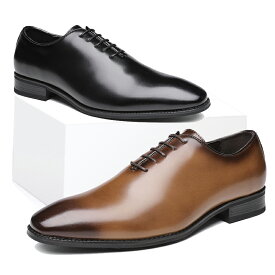 【交換無料】ビジネスシューズ メンズ革靴 ホールカット フォーマル カジュアル ゴム底 木製底 軽量撥水 幅広 甲高 男性 ブラック ブラウン 通勤 レザー ドレス 紳士 3E かわ くつ スーツ 短靴 走れる 紳士靴 リクルート 仕事 EEE 美脚 オフィス