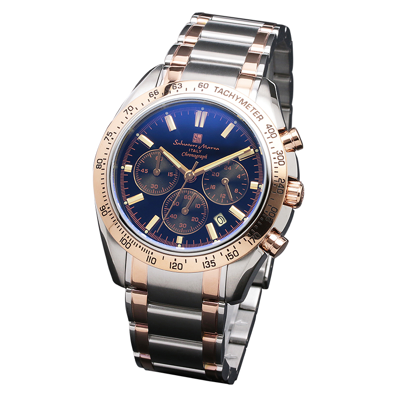 サルバトーレマーラ 正規 割引購入 腕時計 メンズウォッチ Salvatore Marra ウォッチ カラーガラス クロノグラフ SM18106-SSBKPG