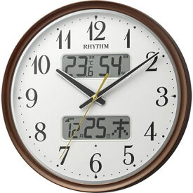 掛け時計 壁掛け時計 電波時計 連続秒針 夜眠る秒針 温度湿度計 カレンダー表示 リズム時計 RHYTHM 8FYA04SR06 リズム時計 RHYTHM リズム時計工業