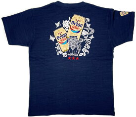 オリオンビール シーサー 沖縄 酒造メーカーコラボシャツ Tシャツ 紺 和柄 orion 半袖 綿100％ 半そで ティーシャツ